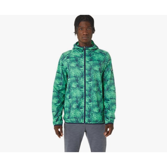 Men's XL Asics‎ Packable Windbreaker Jacket Tie Dye Green/Peacoat NWT - Picture 9 of 9